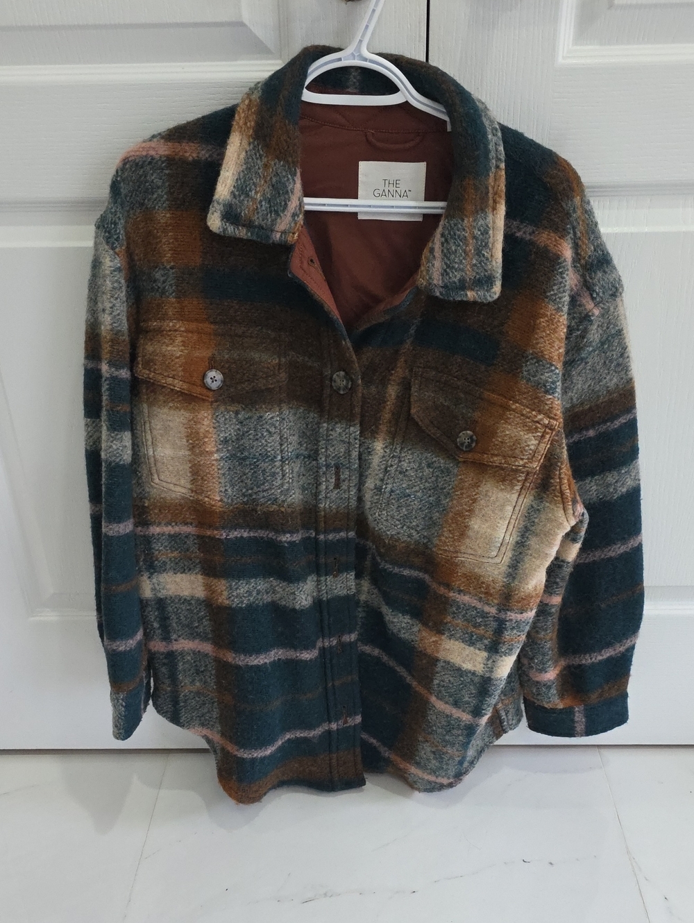 Wilfred Free "The GANNA" Plaid Shacket in Brown, Teal & Gray
